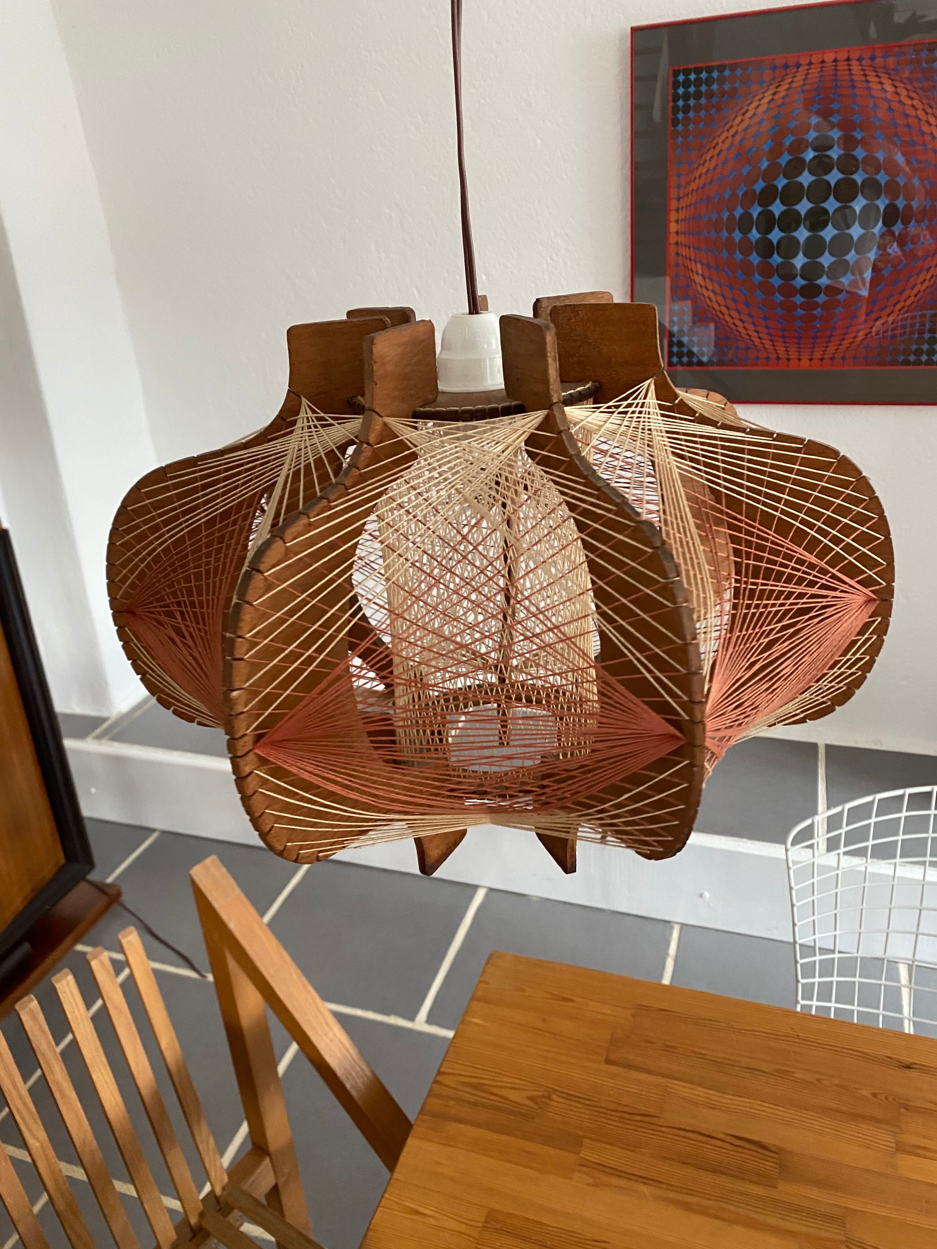 Wooden suspension and vintage wire