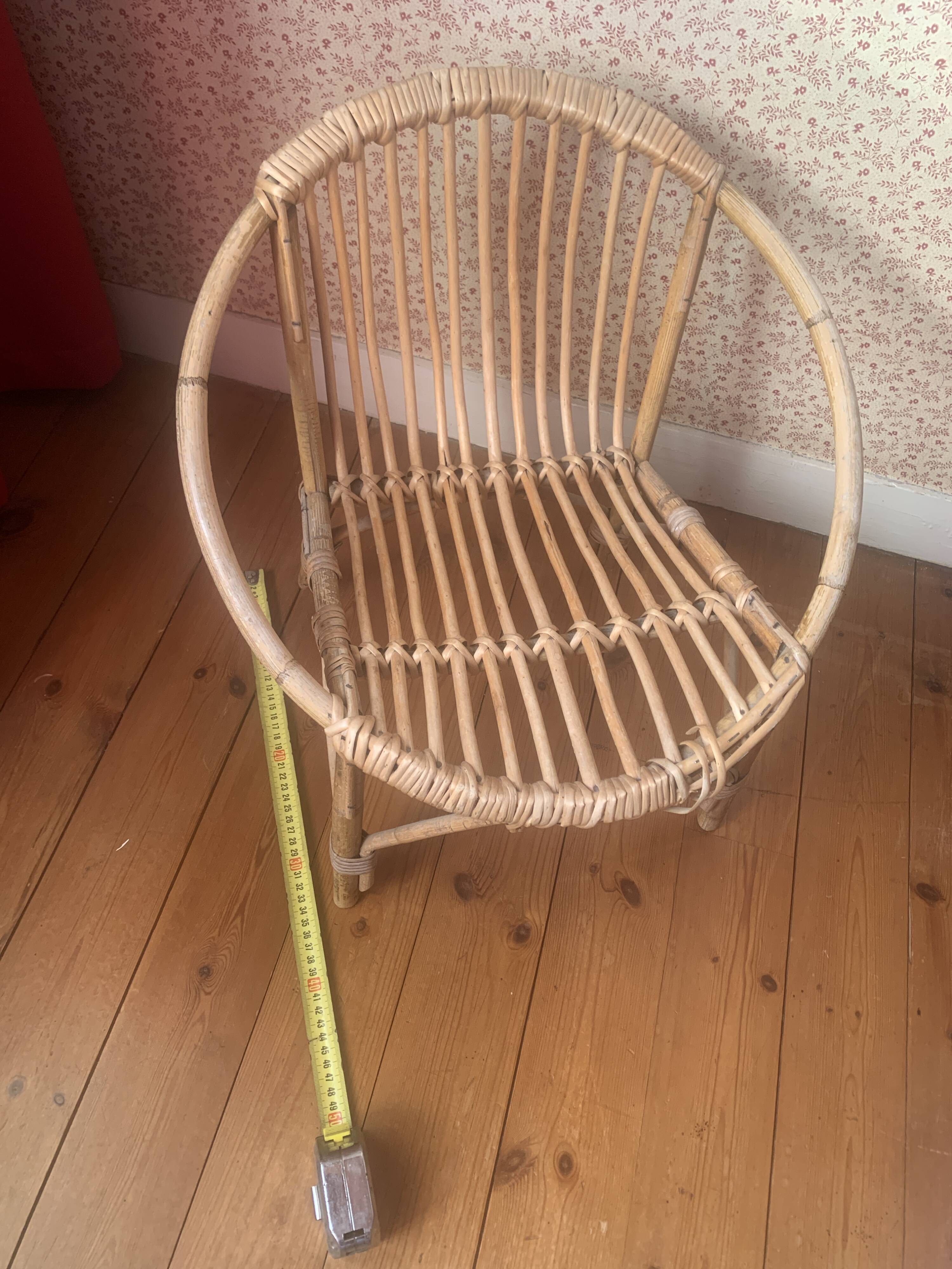 Vintage 1970s rattan children's chair