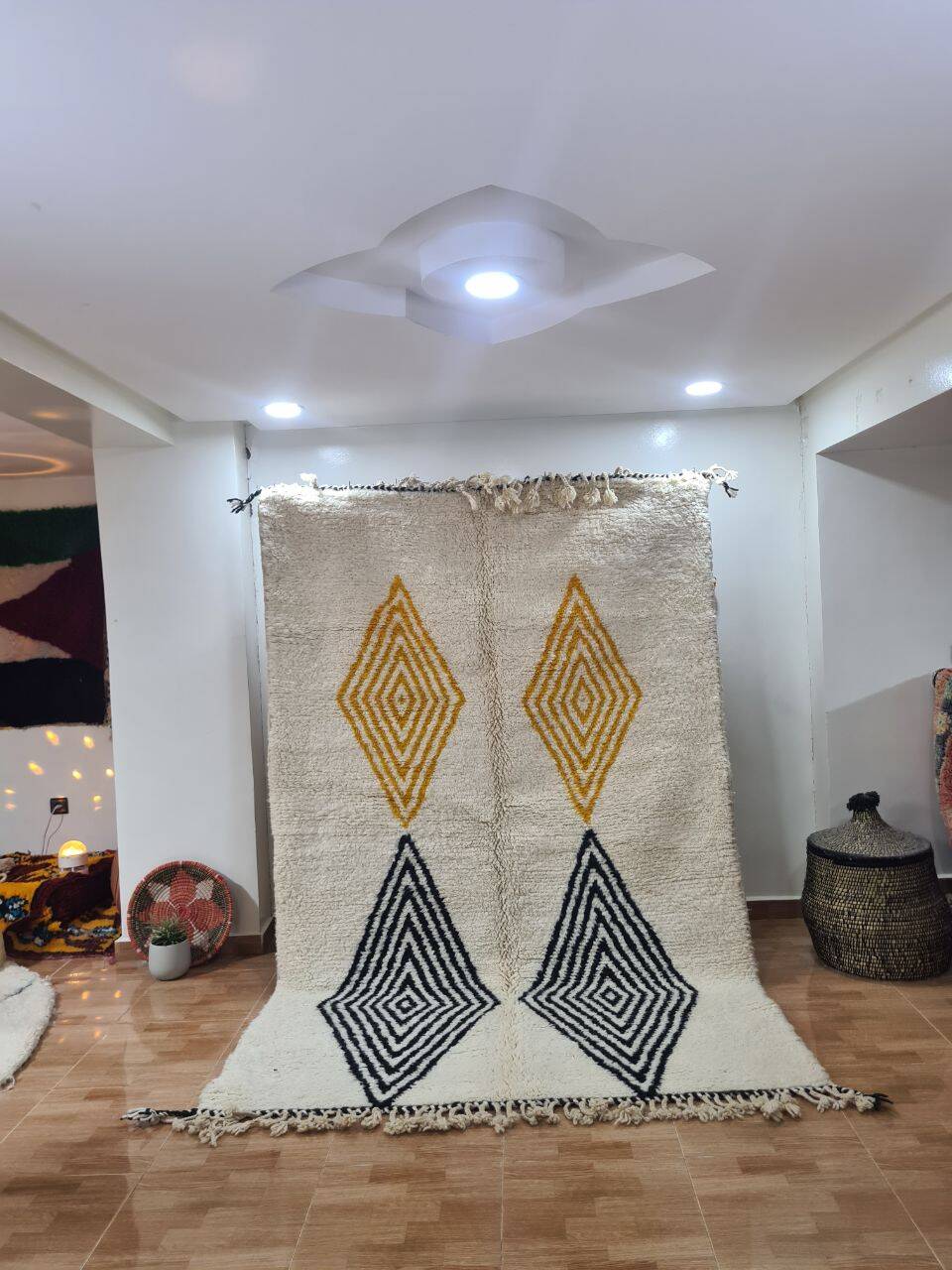 Handmade wool Berber rug 250x150 cm