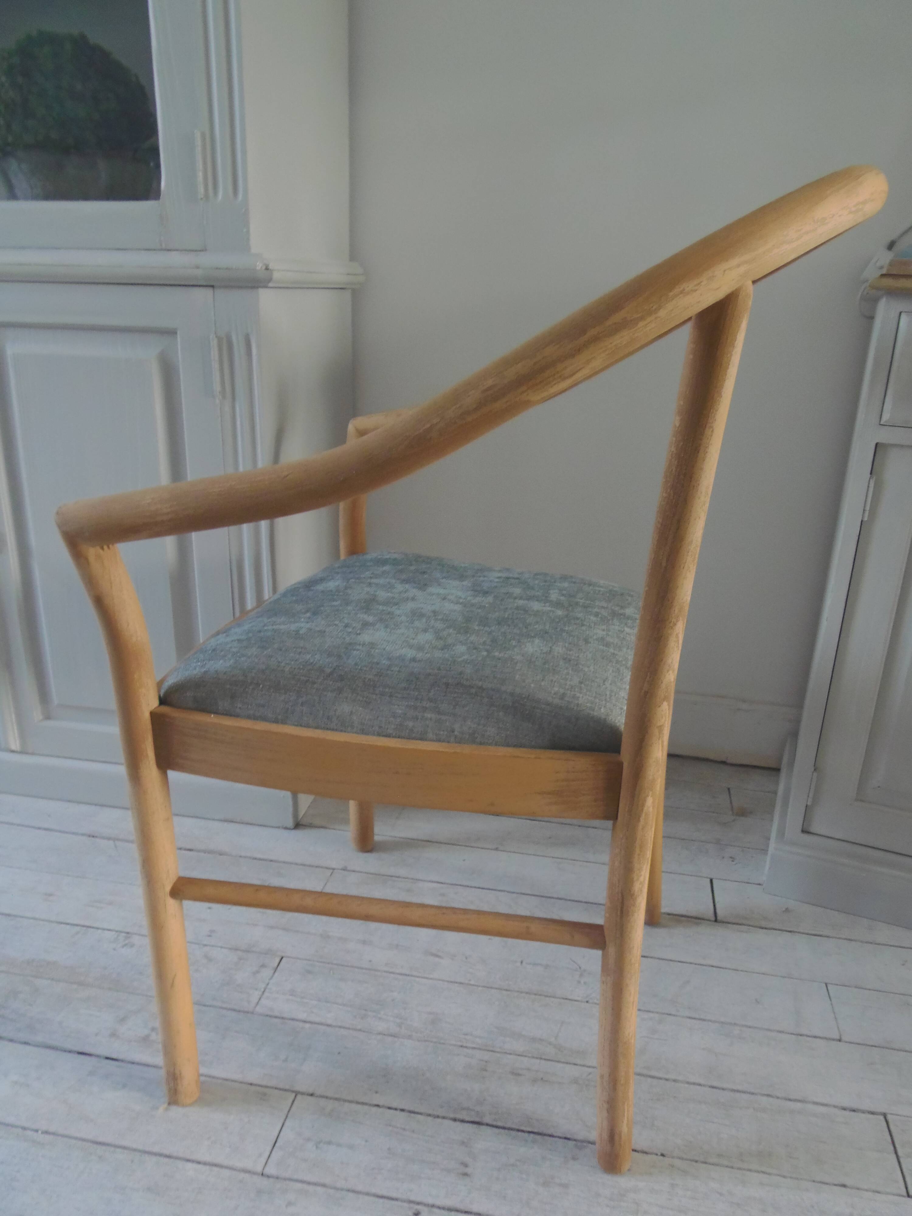 Scandinavian style armchair, beech frame, renovated seat