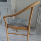 Scandinavian style armchair, beech frame, renovated seat