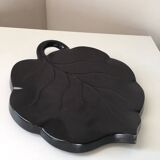 Plateau fromage en céramique feuille noire Vintage 1950