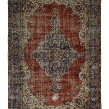 One-of-a-kind turkish handwoven vintage rug - rustic vintage charm 322x 225