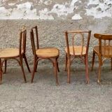 Série de 6 anciennes chaises bistrot en bois courbé
