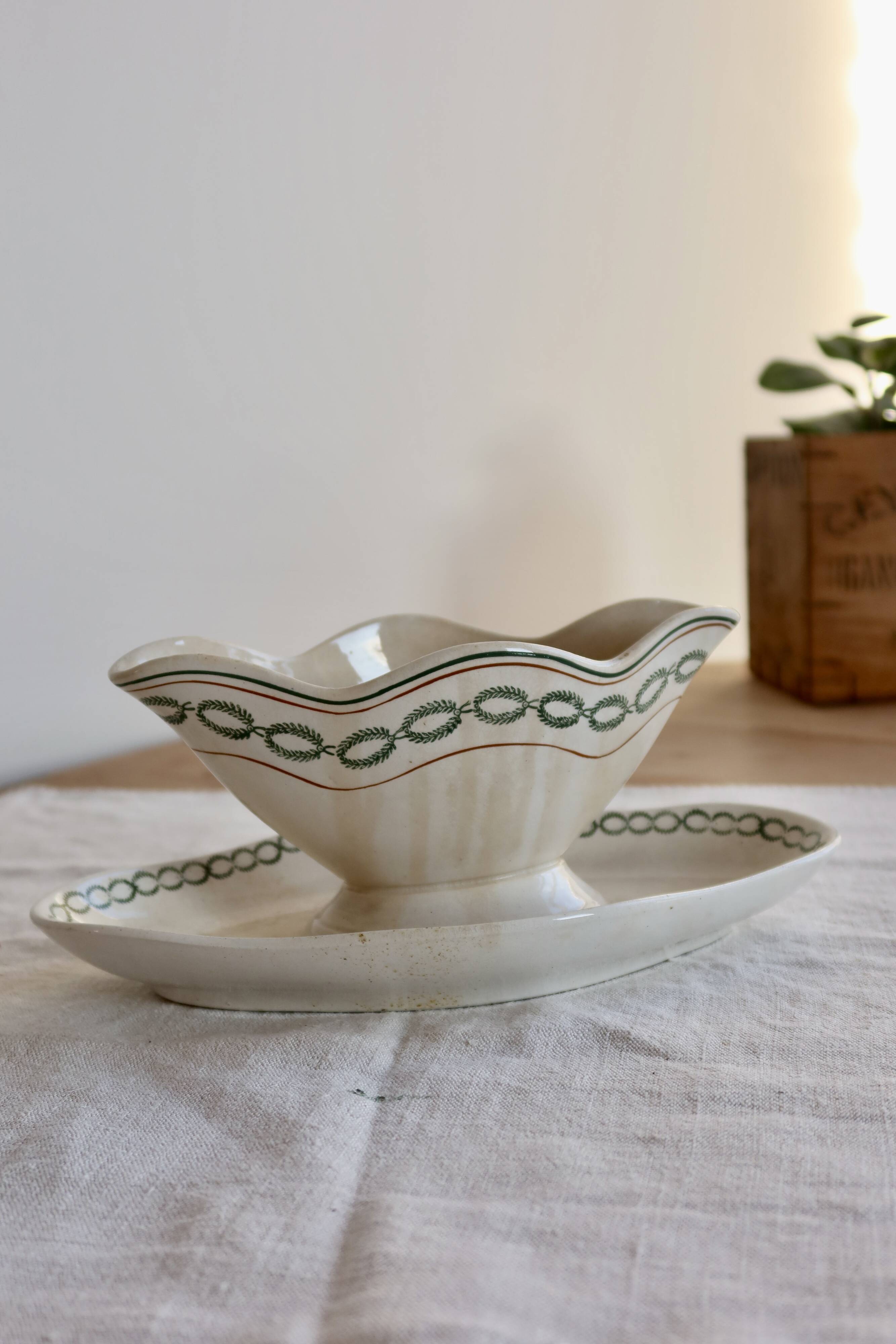 Old ironstone sauce boat Saint-Amand model 3003