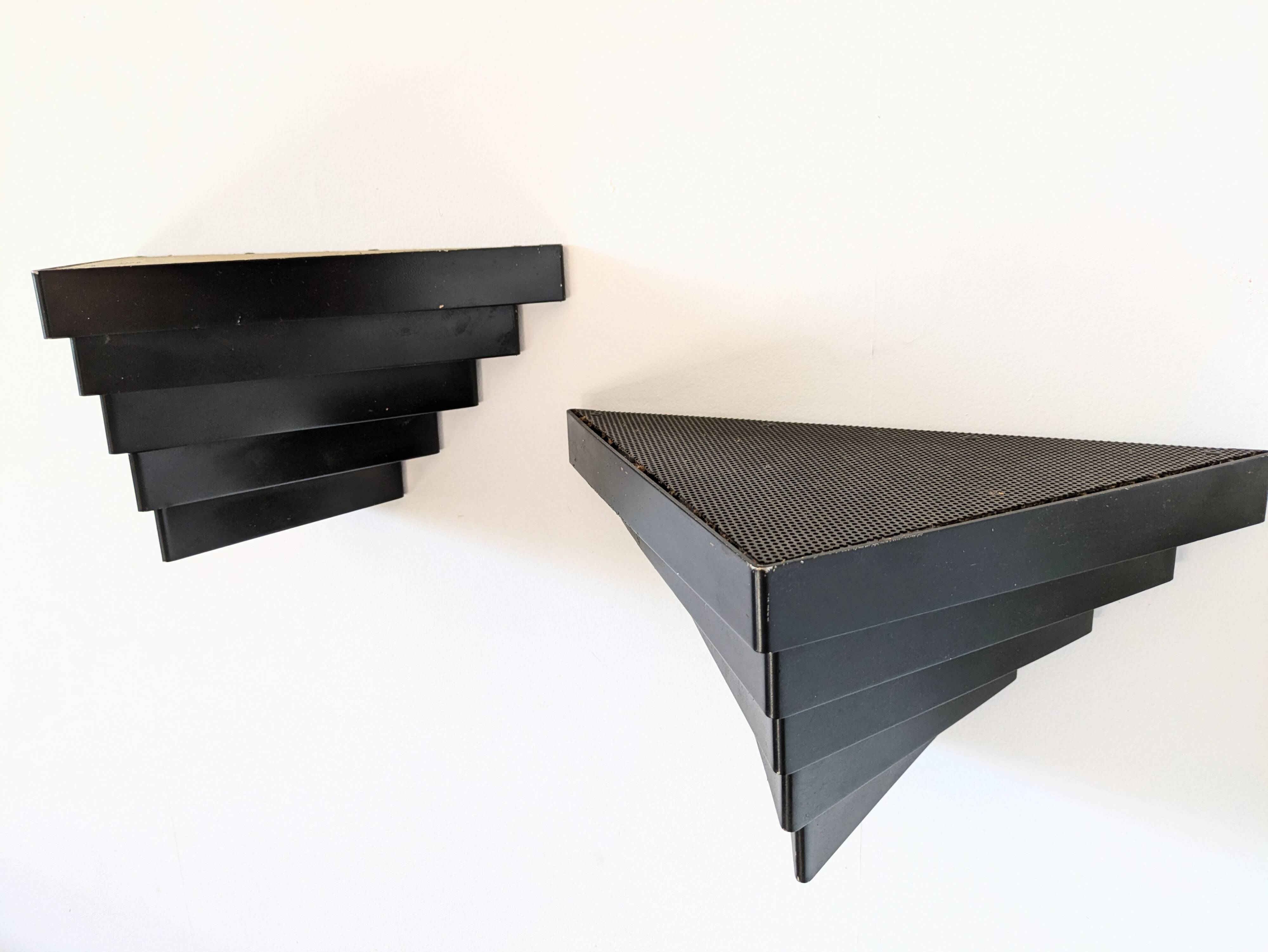 Pair of 1960s wall lights in perforated metal in the style of Mategot