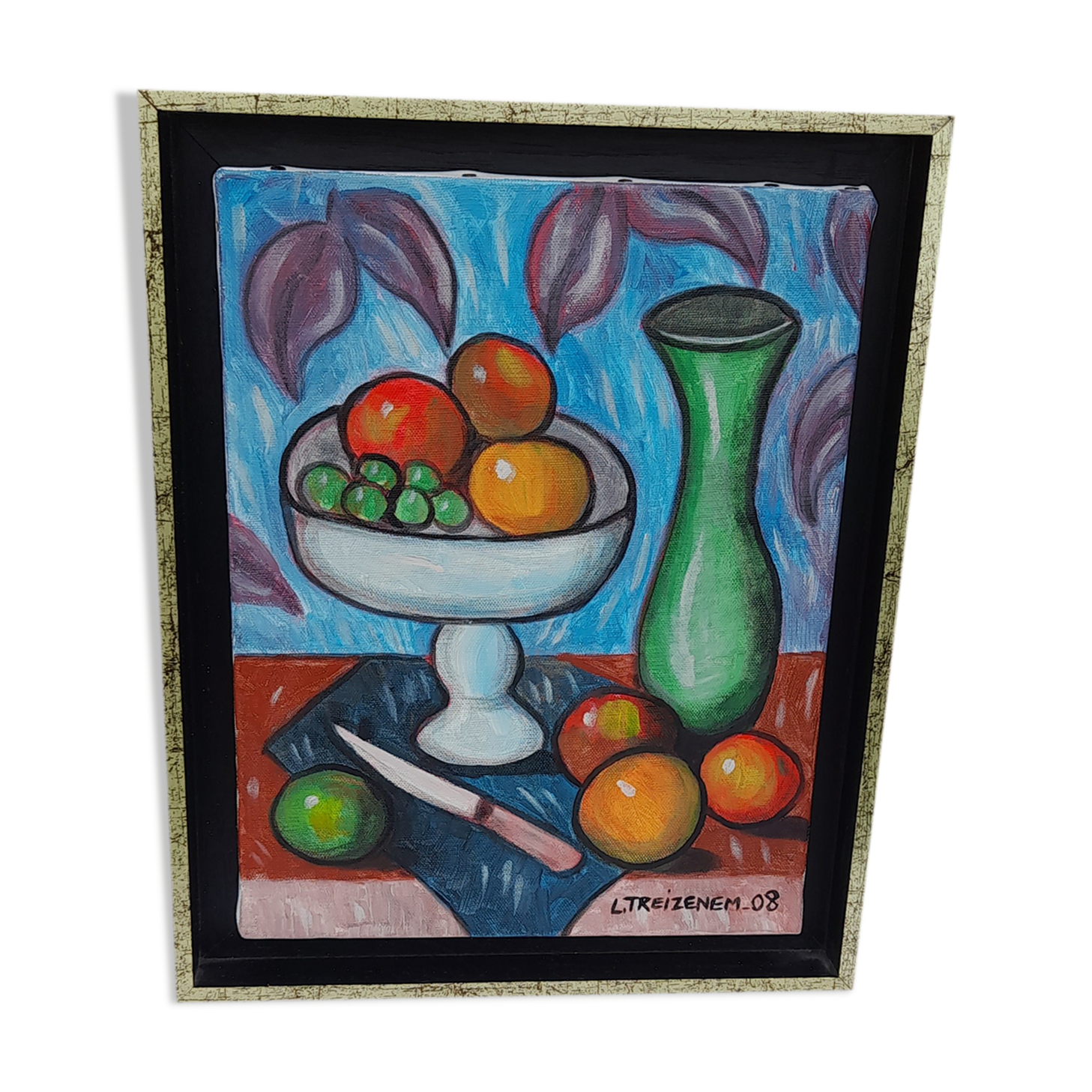 The veil of dawn oil on canvas signed Laurence Treizenem 41 x 33 cm