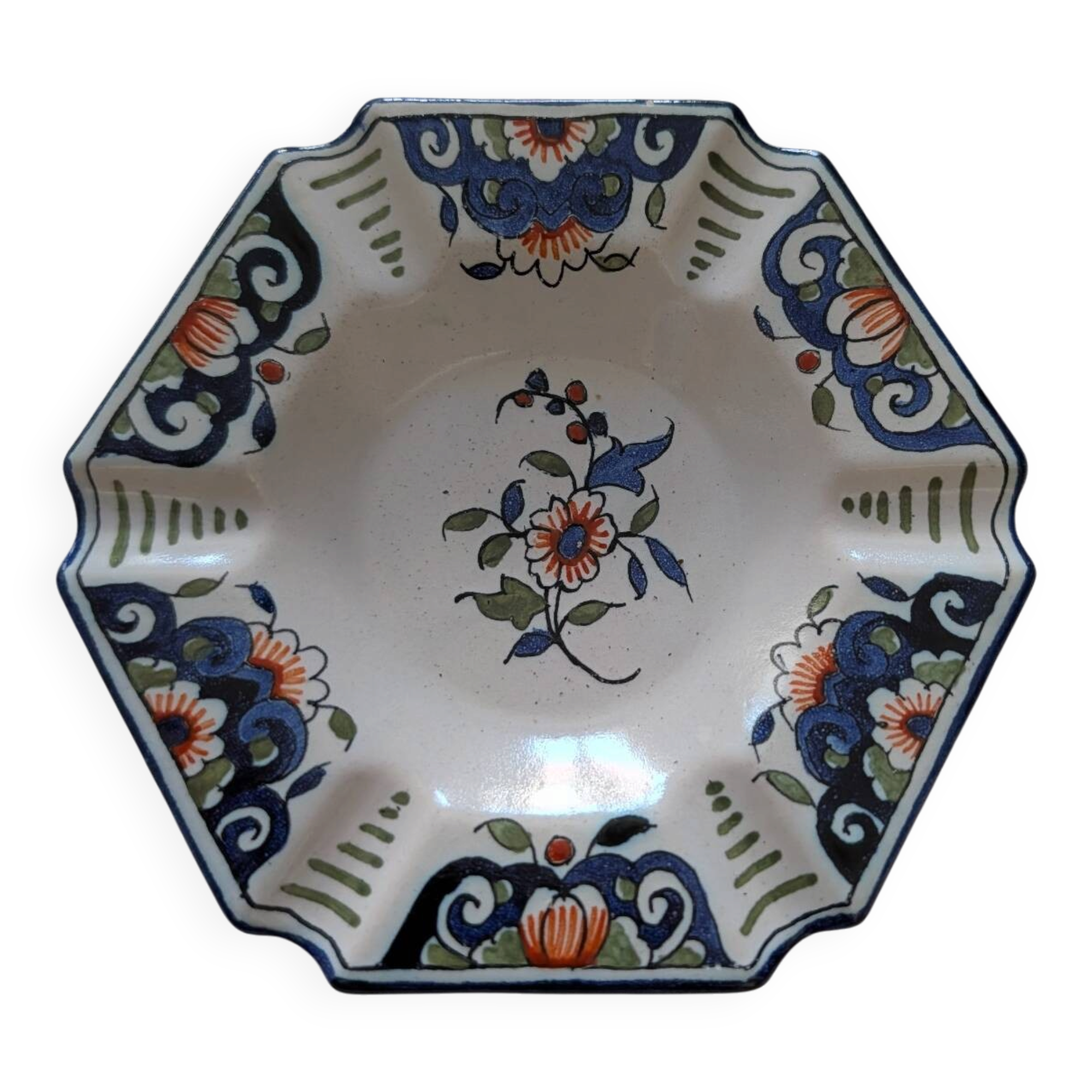 Hand-painted faience catchall from Vieux Rouen – 1950s