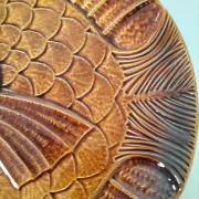 6 antique fish barbotine plates – Saint-Clément