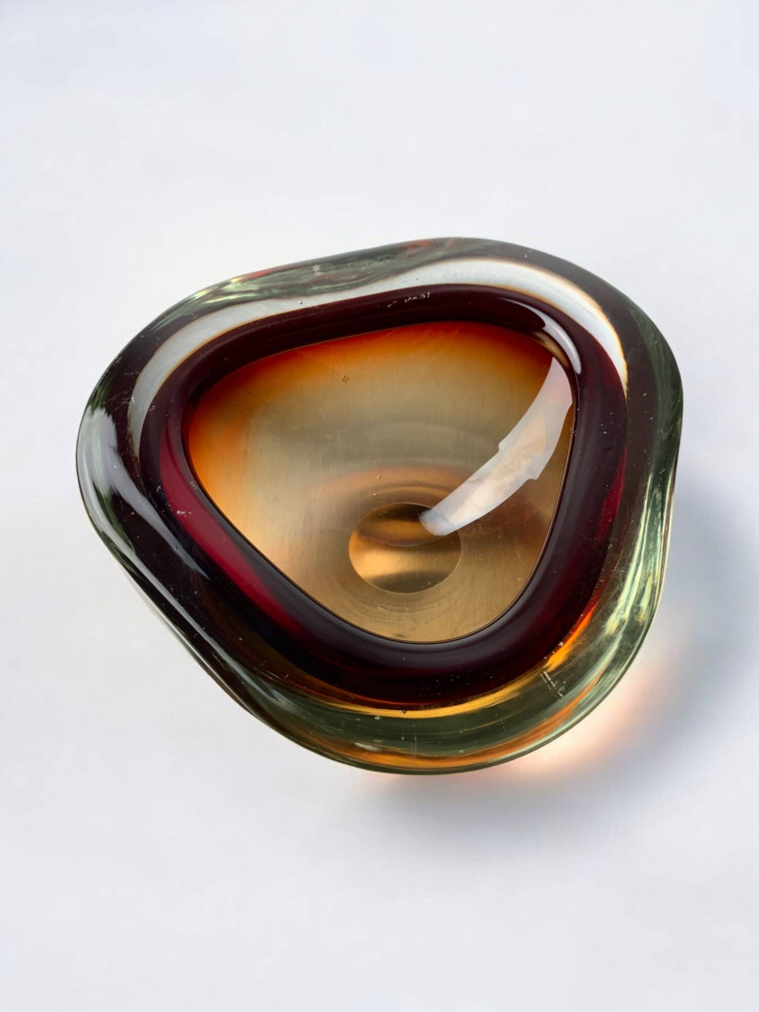 Sommerso Brown pocket tray by Seguso, Murano glass, Italy, 1970