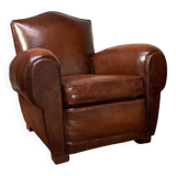 French leather club chair, chapeau de gendarme model circa 1950’s