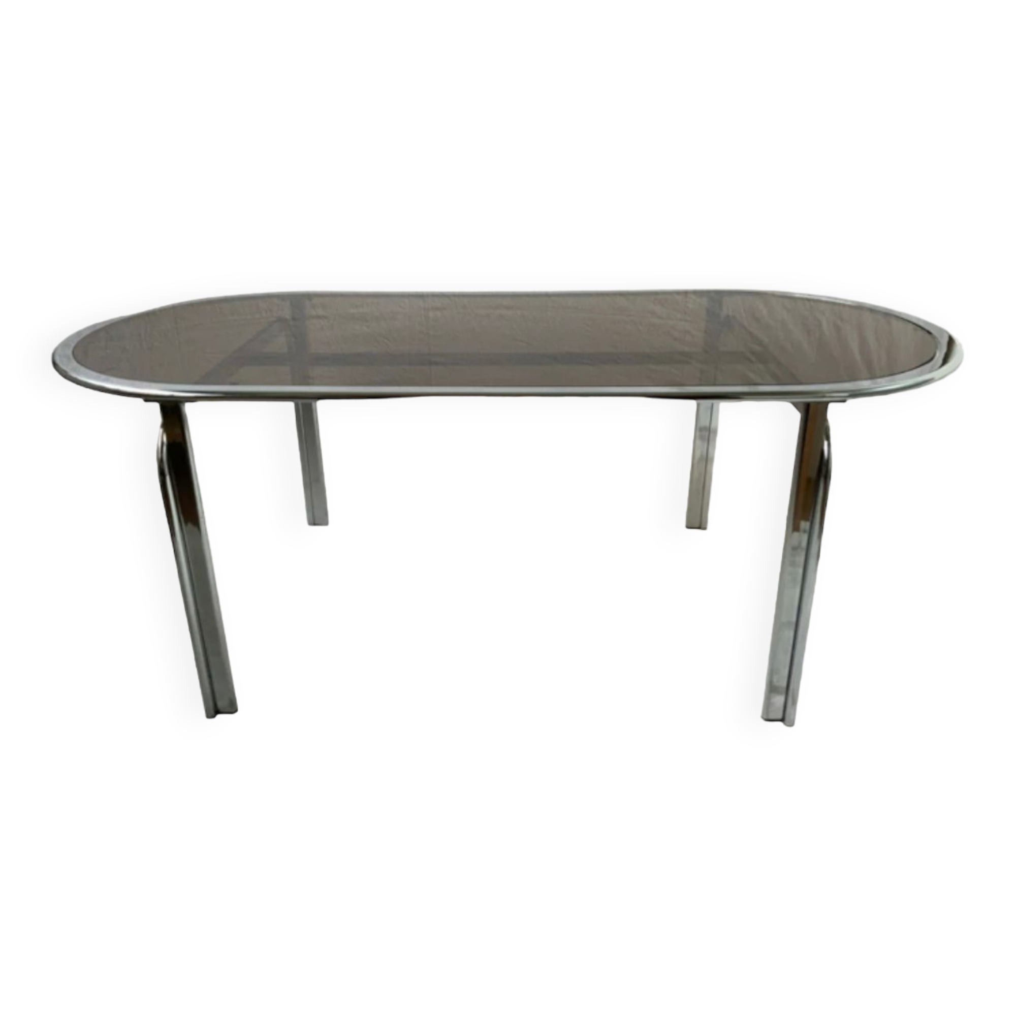 Glass and metal dining room table