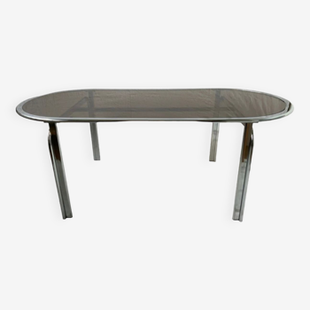 Glass and metal dining room table