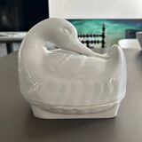 Beurrier cygne en porcelaine
