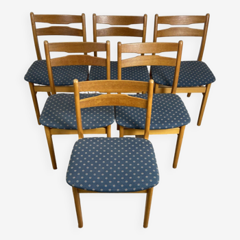 Lot de 6 chaises de salle à manger scandinave en hêtre et chêne, années 60