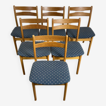 Set of 6 vintage Scandinavian dining room chairs in beech and oak, 1960s