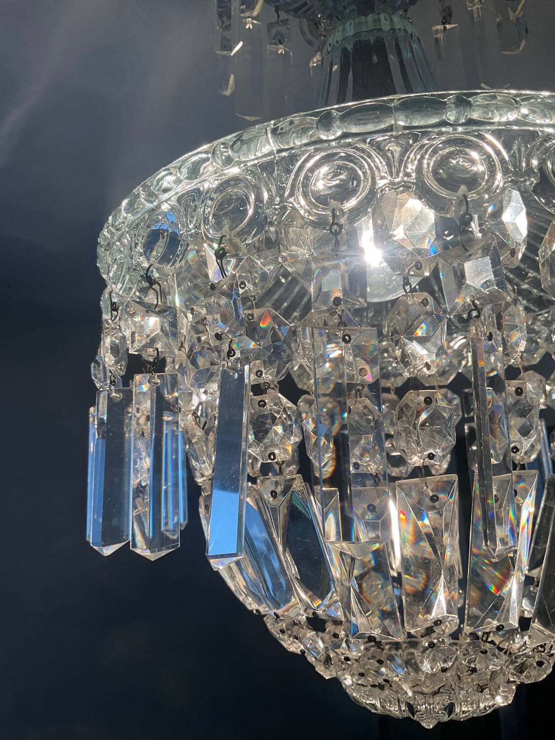 Bohemian crystal basket chandelier