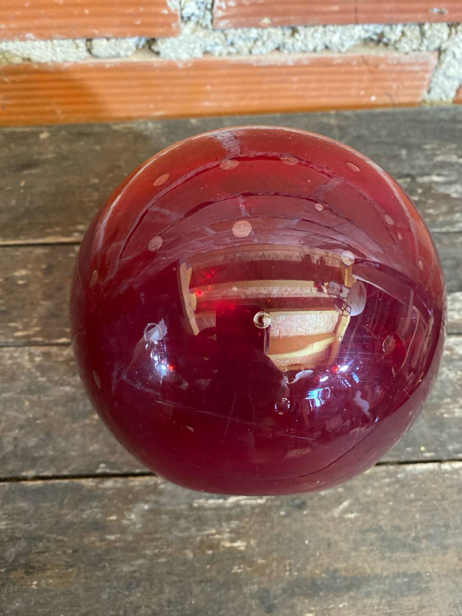 Vintage 1970s Murano Red Bubble Glass Ball Vase Soliflore