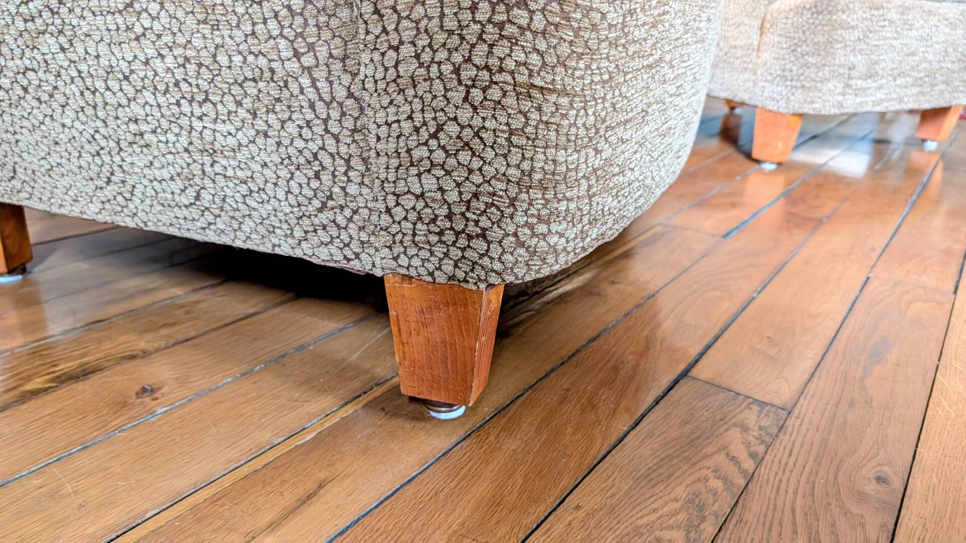 Pair of brown chenille velvet lounge chairs