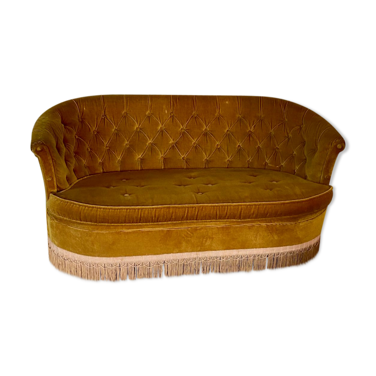 Old gold toad bench