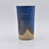 Lot de 3 vases grès émail bleu