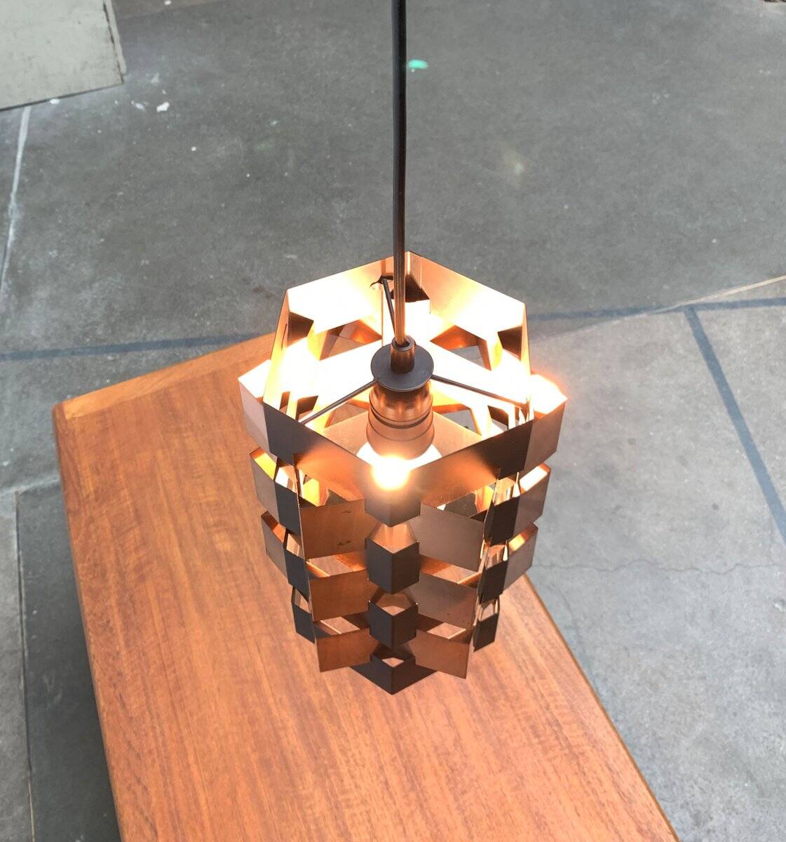 Danish copper pendant light from the mid-century by Lyfa, 1960s.