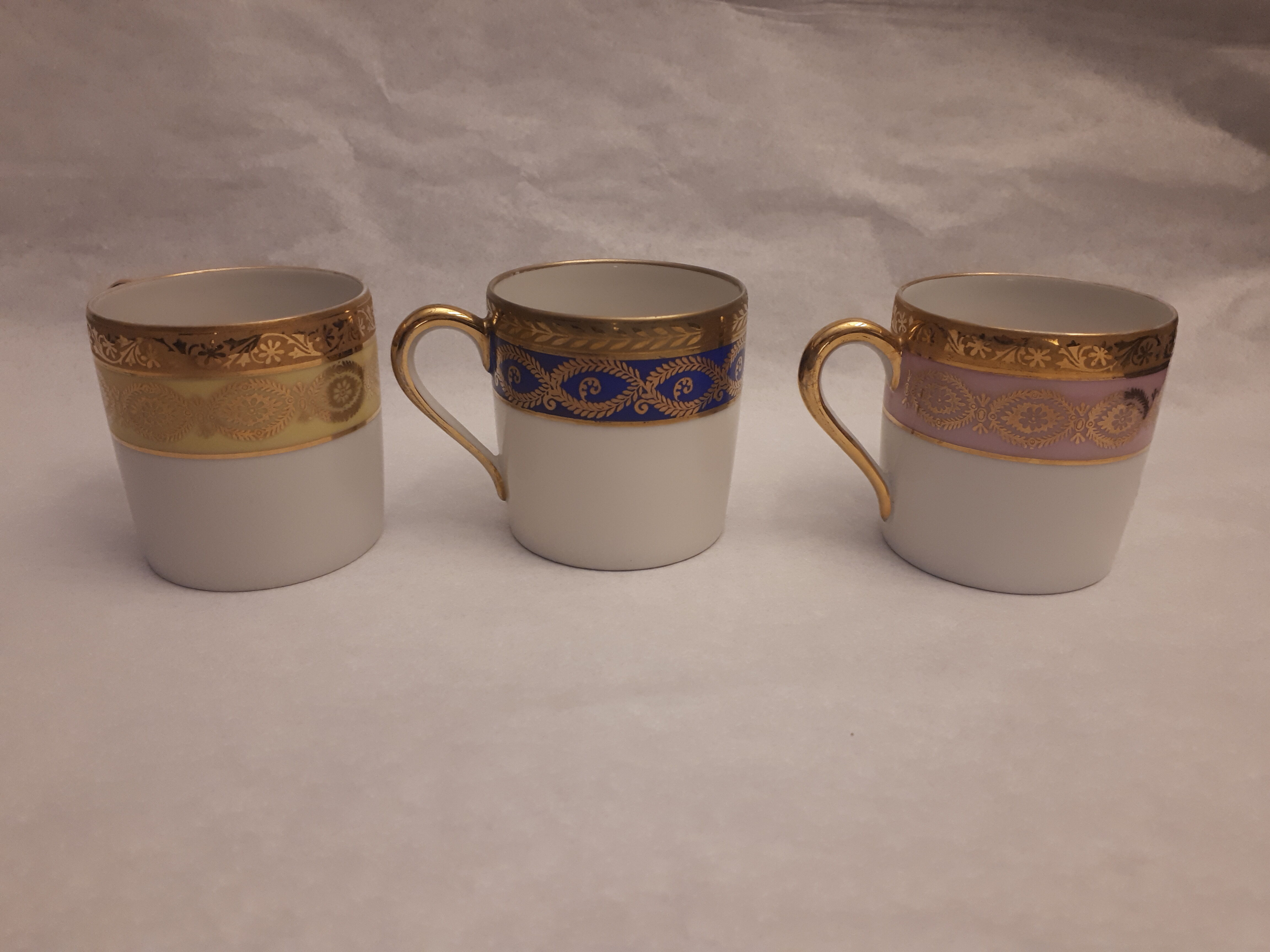 6 cups coffee mocha porcelain limoges Empire style golden frieze