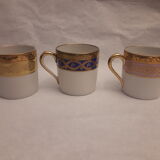 6 cups coffee mocha porcelain limoges Empire style golden frieze