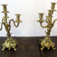 Pair of bronze candelabras and brass bobèches