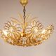 Ernst Palme Grand Chandelier Palm Tree Flower Palwa, Gilded Brass, Crystals, 1970s