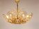 Ernst Palme Grand Chandelier Palm Tree Flower Palwa, Gilded Brass, Crystals, 1970s