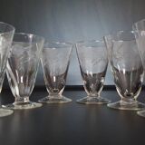 6 Verres ancien  soufflé et ciselé
