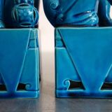 Pair of Fo dogs in blue glazed porcelain, China, 1960s
