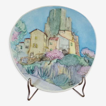 Decorative plate painted by hand village evenos