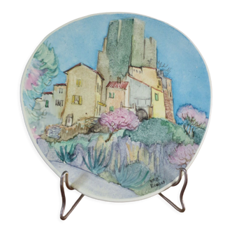 Decorative plate painted by hand village evenos