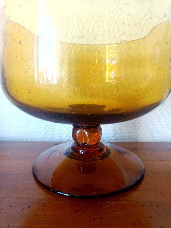Grande coupe centre de table en verre bullé Biot 25 cm