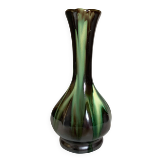 Iridescent black flared soliflore vase Thulin Belgium