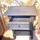 Restored 1900 bedside table in solid wood painted in Gustavian grey