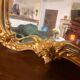Antique Large Gilded Mirror in Wood Louis XVI Style with Quiver Pediment