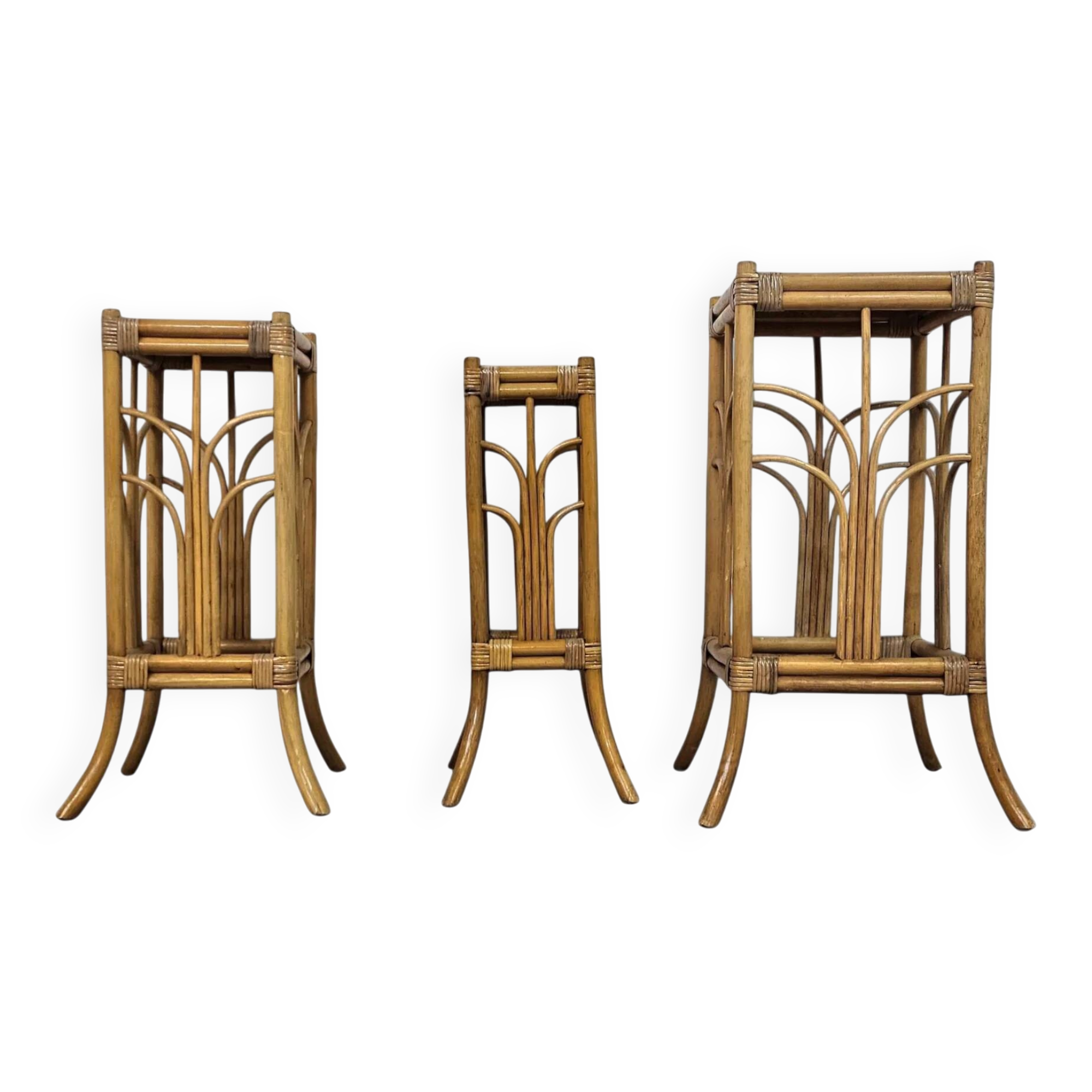 Nesting set bamboo plant stands 1970s