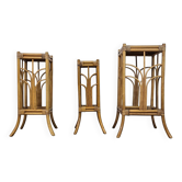 Ensemble de supports à plantes gigognes en bambou des années 1970