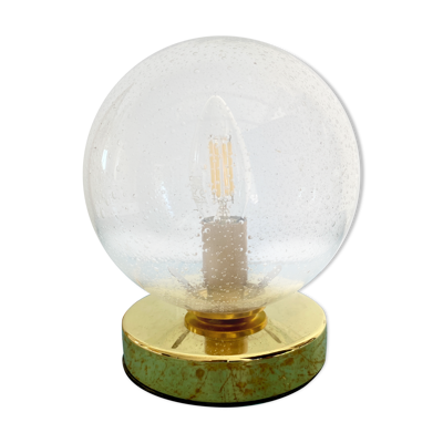 Lampe à poser globe vintage en verre bullé
