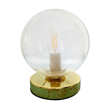 Lampe à poser globe vintage en verre bullé
