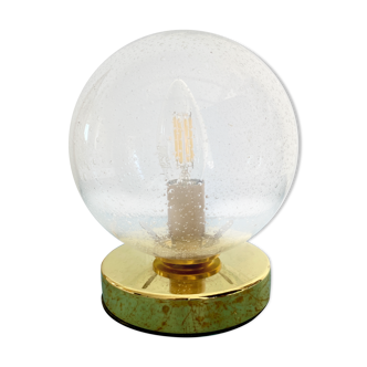 Lampe à poser globe vintage en verre bullé