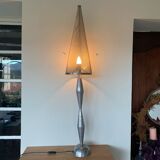 Large table lamp (108cm) designed by Kovacs and Sonneman for Escapade Paris vintage from the 80s in metal and chrome.