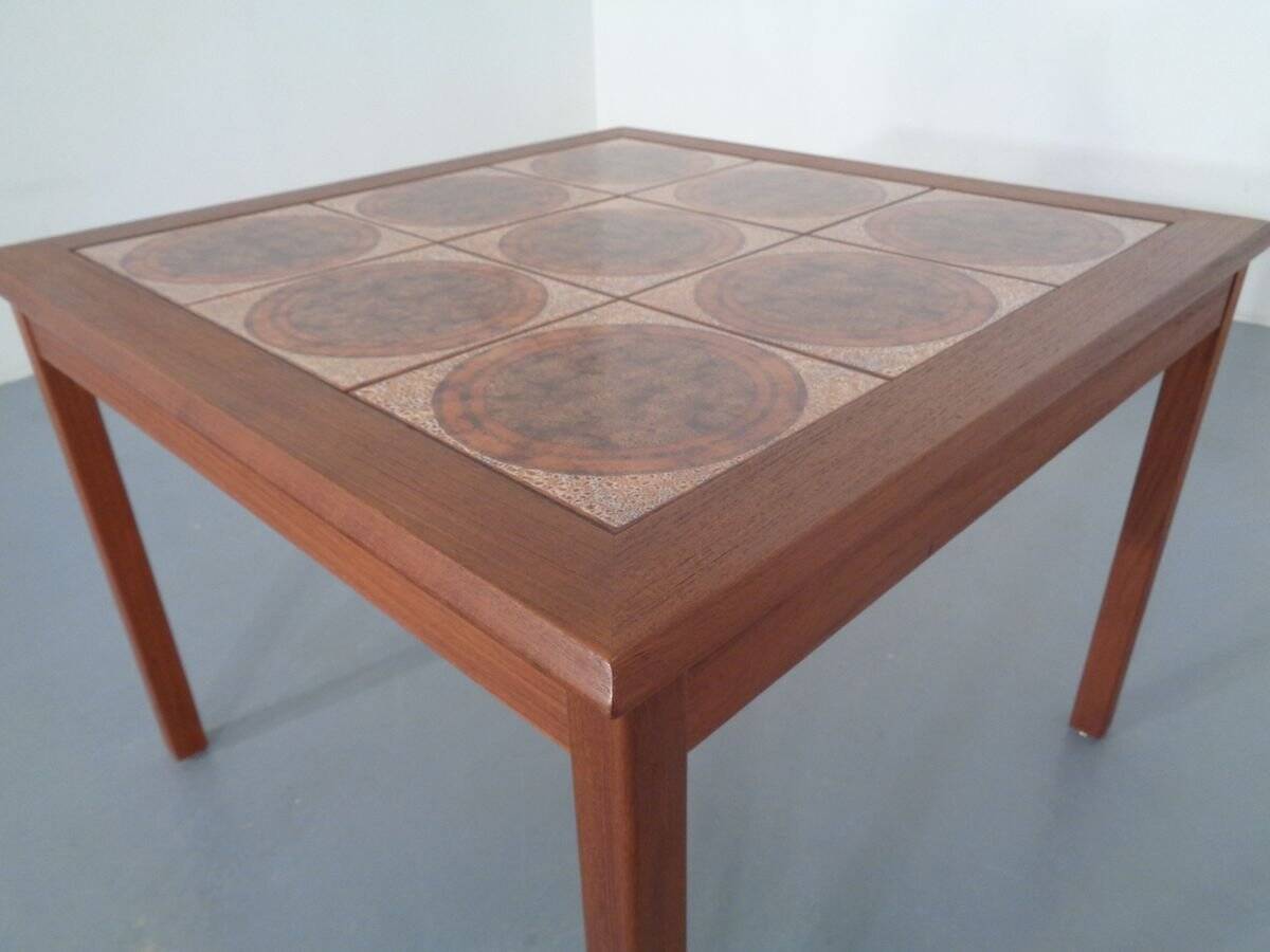Danish ceramic and teak coffee table, 1960s