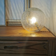 Vintage globe table lamp in molded glass