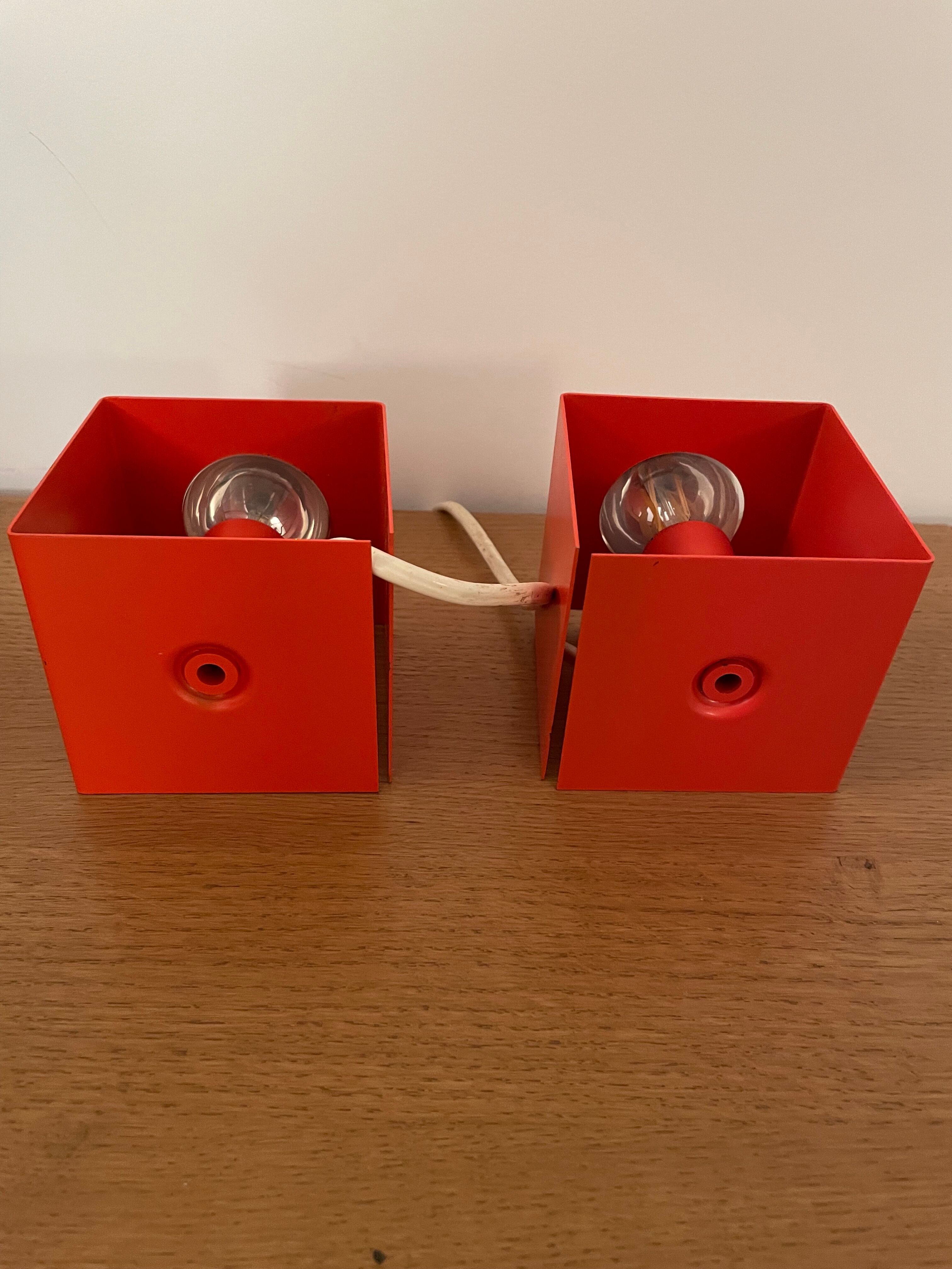 Paire de lampes Minibox à poser orange Philips vintage