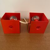 Paire de lampes Minibox à poser orange Philips vintage
