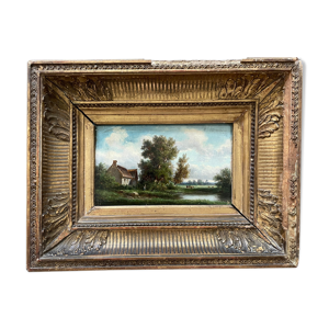 Tableau peinture ancienne paysage